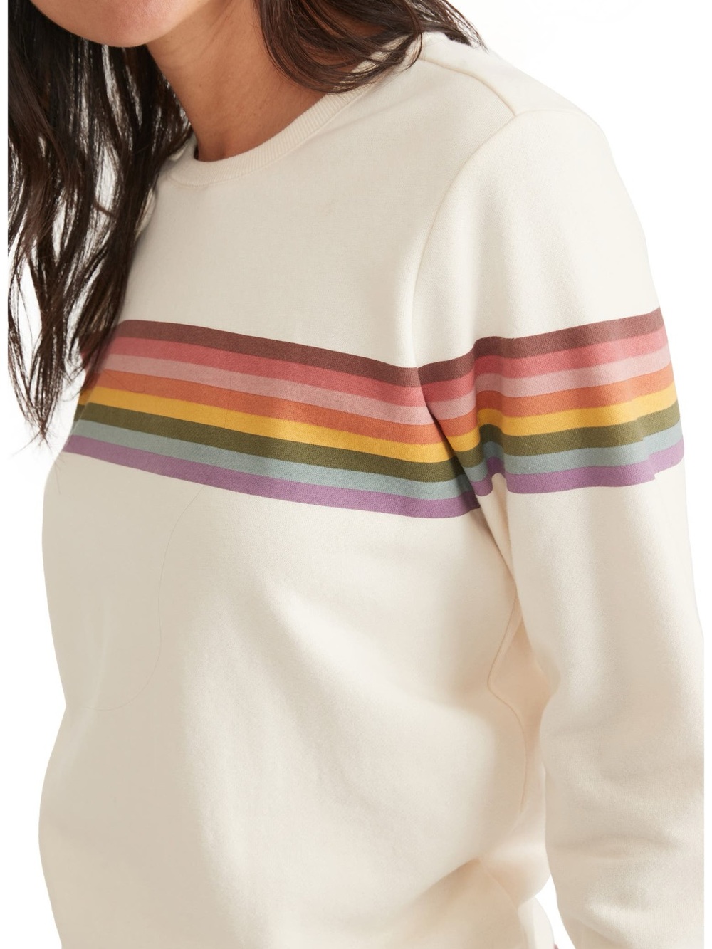 MARINE LAYER Anytime Rainbow Stripe Sweatshirt